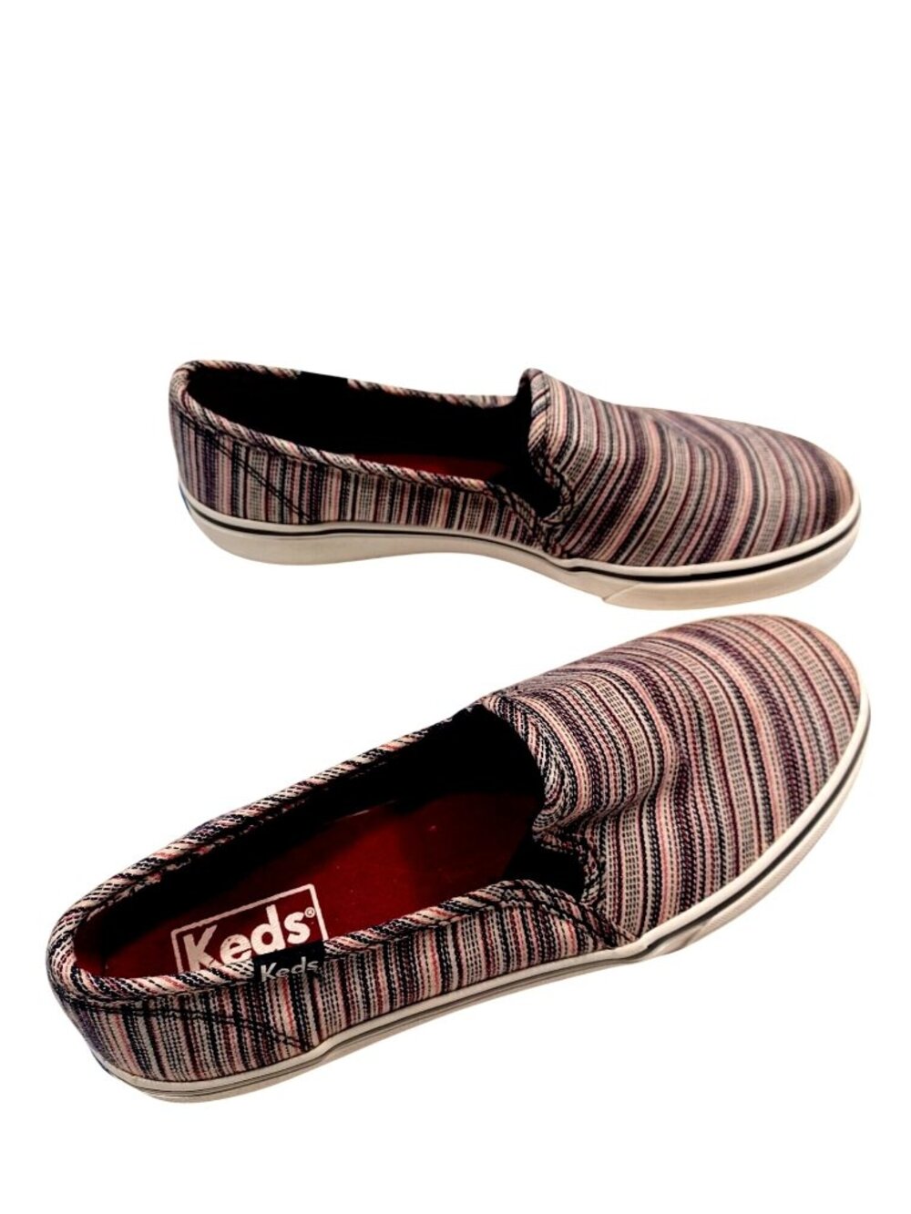 Keds Sneakers Canvas Striped Slip-On Nautical Double Decker Shoes Women Size 6.5